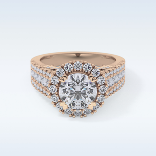 2.22 CT Halo & Pave Engagement Ring Featuring Round Moissanite