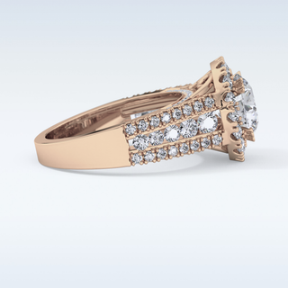 2.22 CT Halo & Pave Engagement Ring Featuring Round Moissanite