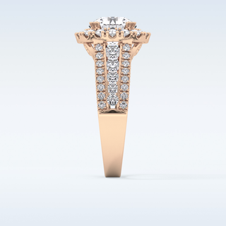 2.22 CT Halo & Pave Engagement Ring Featuring Round Moissanite