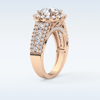 2.22 CT Halo & Pave Engagement Ring Featuring Round Moissanite