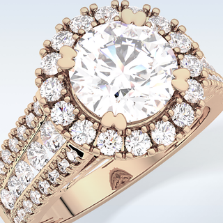 2.22 CT Halo & Pave Engagement Ring Featuring Round Moissanite