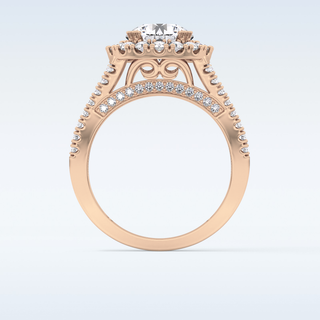 2.22 CT Halo & Pave Engagement Ring Featuring Round Moissanite
