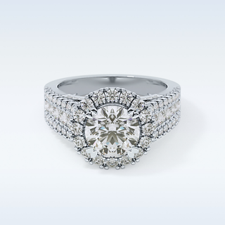 2.22 CT Halo & Pave Engagement Ring Featuring Round Moissanite
