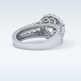 2.22 CT Halo & Pave Engagement Ring Featuring Round Moissanite