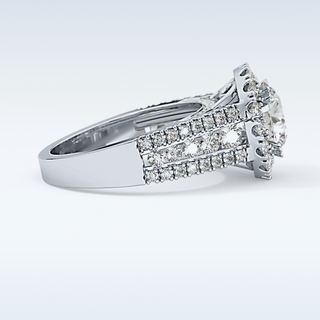 2.22 CT Halo & Pave Engagement Ring Featuring Round Moissanite
