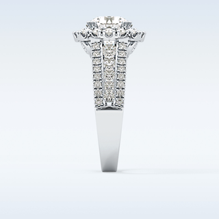 2.22 CT Halo & Pave Engagement Ring Featuring Round Moissanite