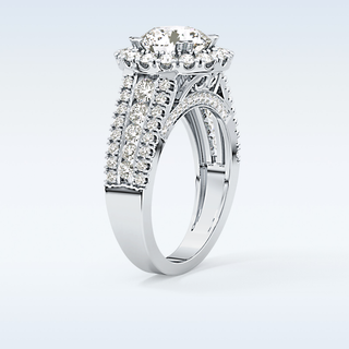 2.22 CT Halo & Pave Engagement Ring Featuring Round Moissanite