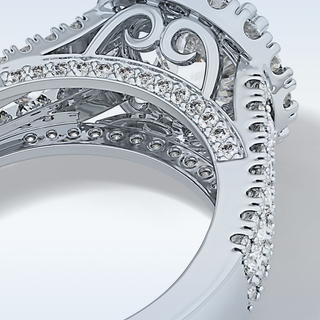 2.22 CT Halo & Pave Engagement Ring Featuring Round Moissanite
