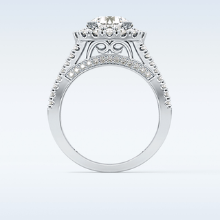 2.22 CT Halo & Pave Engagement Ring Featuring Round Moissanite
