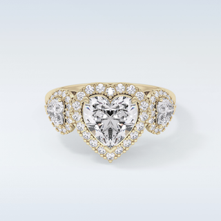 Elegant 2.17 CT Three Stones Engagement Ring Featuring Heart Moissanite