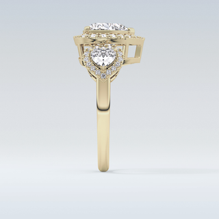 Elegant 2.17 CT Three Stones Engagement Ring Featuring Heart Moissanite