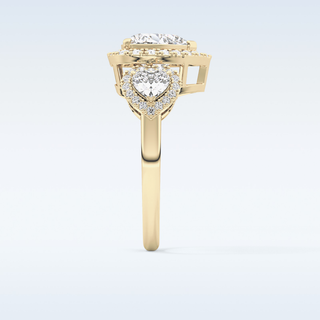 Elegant 2.17 CT Three Stones Engagement Ring Featuring Heart Moissanite