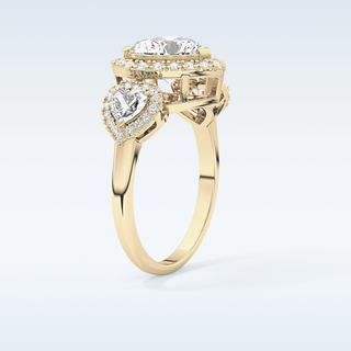 Elegant 2.17 CT Three Stones Engagement Ring Featuring Heart Moissanite