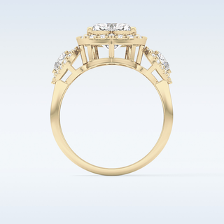 Elegant 2.17 CT Three Stones Engagement Ring Featuring Heart Moissanite