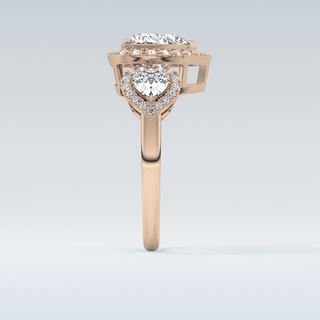Elegant 2.17 CT Three Stones Engagement Ring Featuring Heart Moissanite