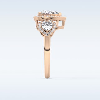Elegant 2.17 CT Three Stones Engagement Ring Featuring Heart Moissanite