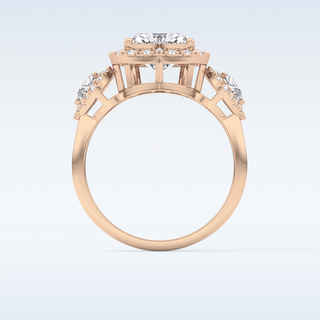 Elegant 2.17 CT Three Stones Engagement Ring Featuring Heart Moissanite