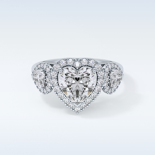 Elegant 2.17 CT Three Stones Engagement Ring Featuring Heart Moissanite