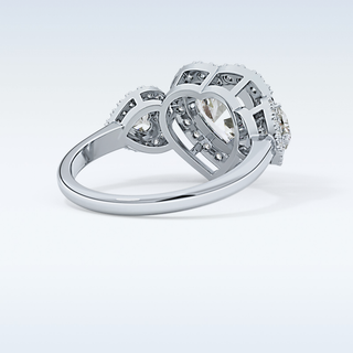 Elegant 2.17 CT Three Stones Engagement Ring Featuring Heart Moissanite
