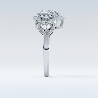 Elegant 2.17 CT Three Stones Engagement Ring Featuring Heart Moissanite