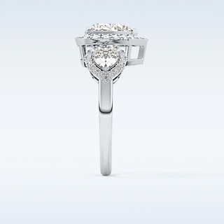 Elegant 2.17 CT Three Stones Engagement Ring Featuring Heart Moissanite