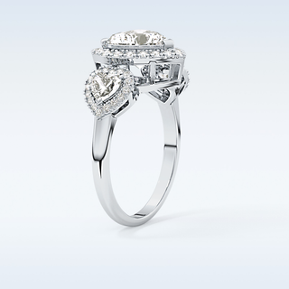 Elegant 2.17 CT Three Stones Engagement Ring Featuring Heart Moissanite