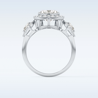 Elegant 2.17 CT Three Stones Engagement Ring Featuring Heart Moissanite