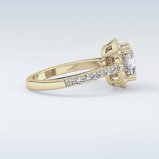 2.37 CT Halo & Pave Engagement Ring Featuring Cushion Moissanite