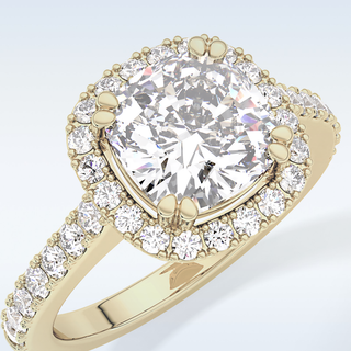 2.37 CT Halo & Pave Engagement Ring Featuring Cushion Moissanite