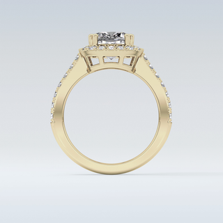 2.37 CT Halo & Pave Engagement Ring Featuring Cushion Moissanite