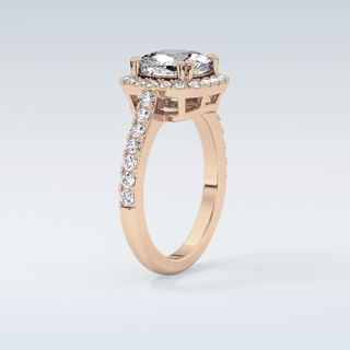 2.37 CT Halo & Pave Engagement Ring Featuring Cushion Moissanite