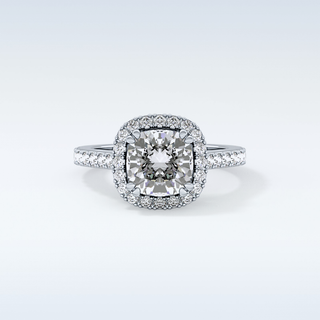 2.37 CT Halo & Pave Engagement Ring Featuring Cushion Moissanite