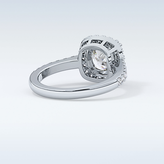 2.37 CT Halo & Pave Engagement Ring Featuring Cushion Moissanite