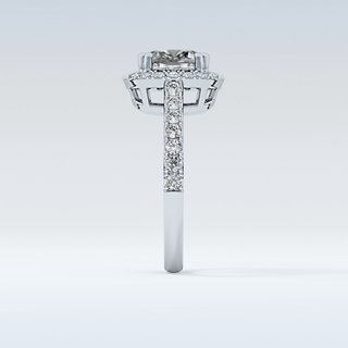2.37 CT Halo & Pave Engagement Ring Featuring Cushion Moissanite