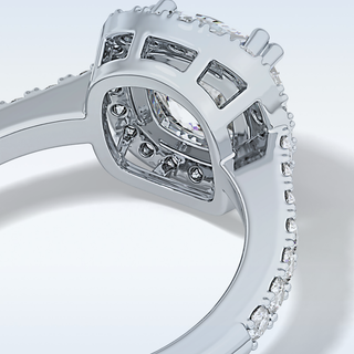 2.37 CT Halo & Pave Engagement Ring Featuring Cushion Moissanite