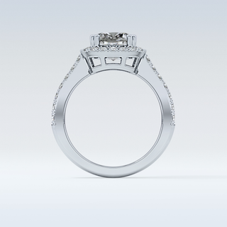 2.37 CT Halo & Pave Engagement Ring Featuring Cushion Moissanite