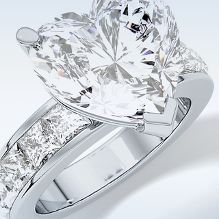 6.63 CT Pave Engagement Ring Featuring Heart Moissanite