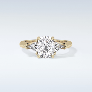 Elegant 2.35 CT Three Stones Engagement Ring Featuring Cushion Moissanite