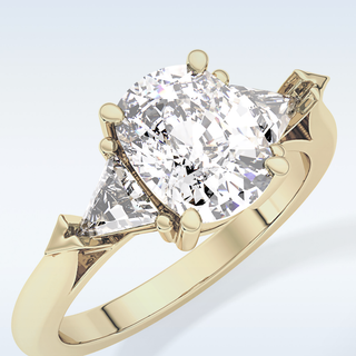 Elegant 2.35 CT Three Stones Engagement Ring Featuring Cushion Moissanite