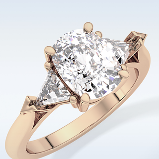 Elegant 2.35 CT Three Stones Engagement Ring Featuring Cushion Moissanite