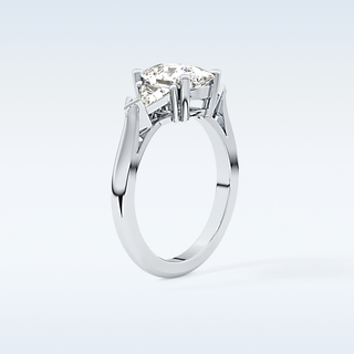 Elegant 2.35 CT Three Stones Engagement Ring Featuring Cushion Moissanite