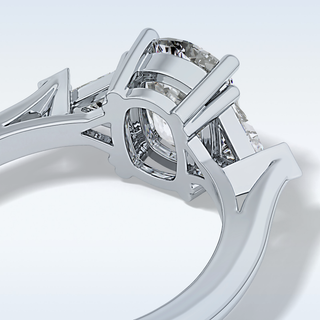 Elegant 2.35 CT Three Stones Engagement Ring Featuring Cushion Moissanite