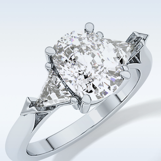 Elegant 2.35 CT Three Stones Engagement Ring Featuring Cushion Moissanite
