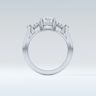 Elegant 2.35 CT Three Stones Engagement Ring Featuring Cushion Moissanite