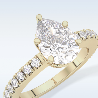 1.81 CT Pave Engagement Ring Featuring Pear Moissanite