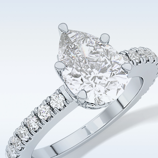1.81 CT Pave Engagement Ring Featuring Pear Moissanite