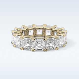 Beautiful Full Eternity Wedding Band with 10.21 CT Emerald & Square Cut Moissanite