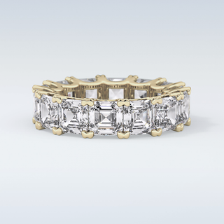 Beautiful Full Eternity Wedding Band with 10.21 CT Emerald & Square Cut Moissanite
