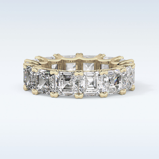Beautiful Full Eternity Wedding Band with 10.21 CT Emerald & Square Cut Moissanite