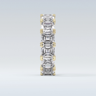 Beautiful Full Eternity Wedding Band with 10.21 CT Emerald & Square Cut Moissanite